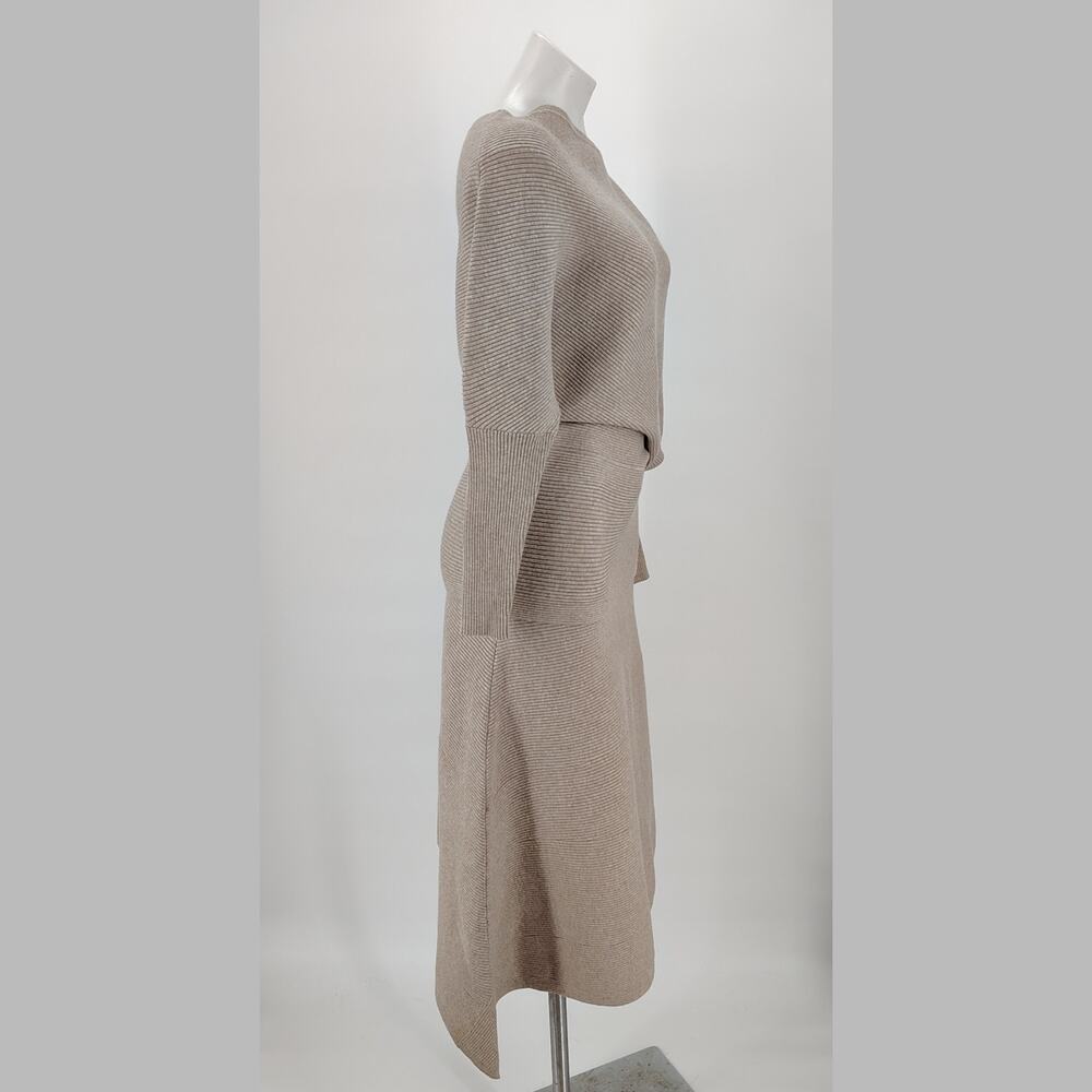 Reiss Lorna Draped Knit Top + Leonora Midi Skirt Set Rib Asymmetric Size Medium - Picture 5 of 16